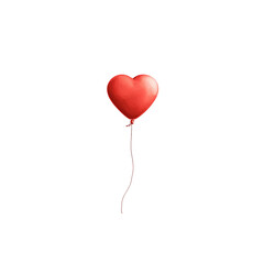 Red Heart Shaped Balloon Floating Against a White Background