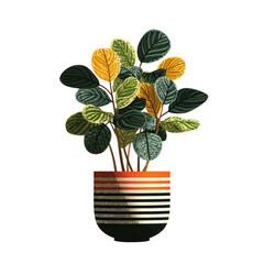 Colorful Indoor Plant with Varied Leaf Patterns in Decorative Pot