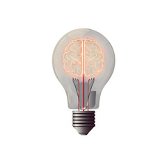 Light Bulb with Brain Design Symbolizing Creativity and Innovation