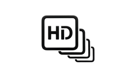 Isolated High-Definition Icon in Black and White Stacked for Design, Video, and Production