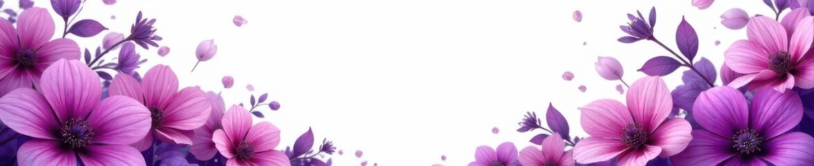 Fototapeta premium Purple floral wedding invitation suite, double-sided design , paper, purple flowers