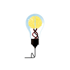 Creative Concept of Light Bulb with Brain and Ideas Concept