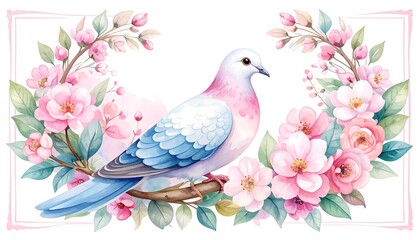 Delicate bird amidst spring blossoms