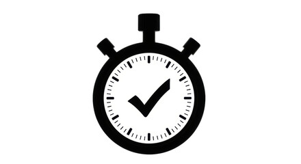 Isolated chronometer showing a check mark inside it, symbol of success, accomplishment