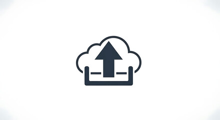 Illustration of a cloud with an upward pointing arrow indicating an upload on a white background ai generated