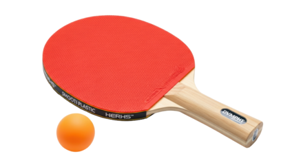 Isolated table tennis paddle with a ball, recreation equipment for ping pong sport game