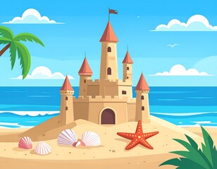 Sandcastle on Beach Scene (1)