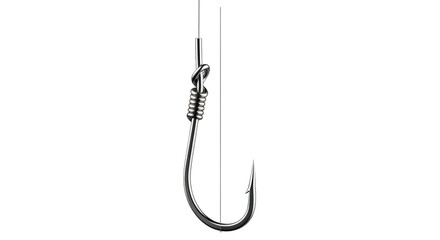 Isolated fishing hook on a fishing line is a tool for catching fish and other aquatic life