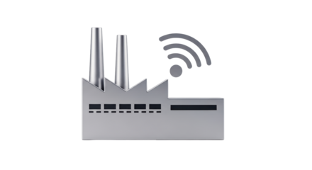 Isolated illustration of industrial plant with antenna representing smart factory setup