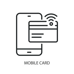 Mobile card thin line vector icons.