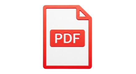 Isolated Document, PDF File Icon, Red and White Filetype Symbol for Document Exchange