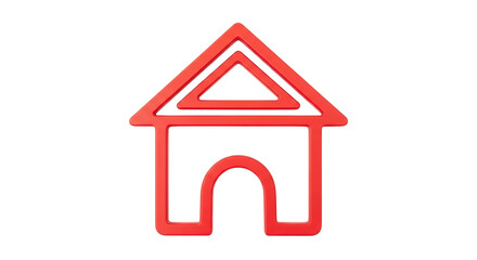Isolated simple red house shape as a paperclip on neutral, house concept illustration