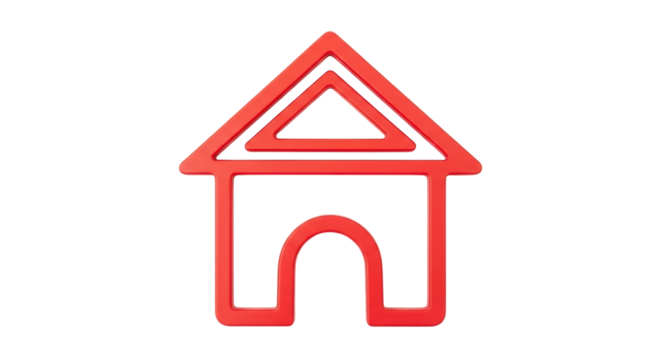 Isolated simple red house shape as a paperclip on neutral, house concept illustration - Powered by Adobe