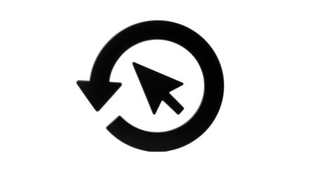 Isolated arrow loop with cursor icon, concept for refresh, updates, navigation and cycle flow