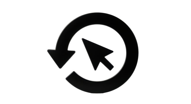 Isolated arrow loop with cursor icon, concept for refresh, updates, navigation and cycle flow