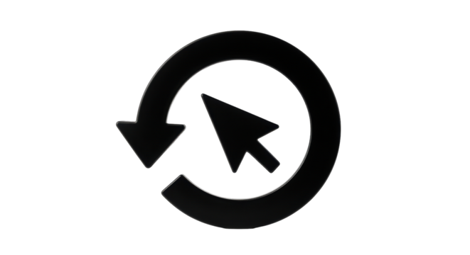 Isolated arrow loop with cursor icon, concept for refresh, updates, navigation and cycle flow - Powered by Adobe