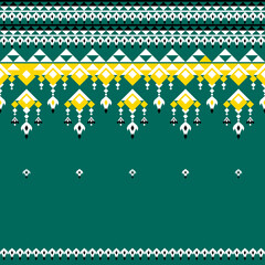 Structured emerald green fabric pattern with golden accents