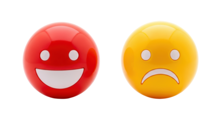 Isolated Emoticons, Happy and Sad Expression for Feedback or Rating for Customer Satisfaction