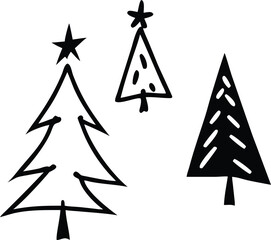Christmas tree icons File, Hand drawn tree File, Simple pine tree icons