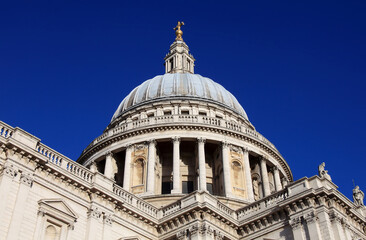 St Paul&rsquo;s Cathedral in London England UK built by Sir Christopher Wren and is a popular travel destination tourist attraction landmark, architecture and building stock photo image
