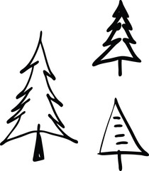 Christmas tree icons File, Hand drawn tree File, Simple pine tree icons