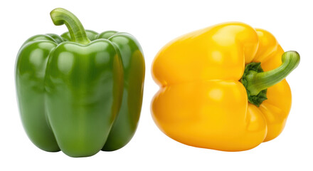 Isolated Green and Yellow Bell Peppers