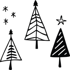 Christmas tree icons File, Hand drawn tree File, Simple pine tree icons