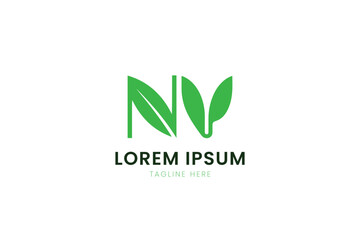 Fototapeta premium Minimalist green leaf logo design with text placeholder for branding and identity