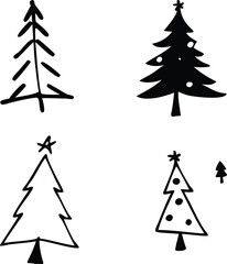 Christmas tree icons File, Hand drawn tree File, Simple pine tree icons