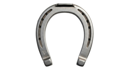 Isolated horseshoe for luck. Metallic and worn equipment. Horseshoes are traditionally used in sports.