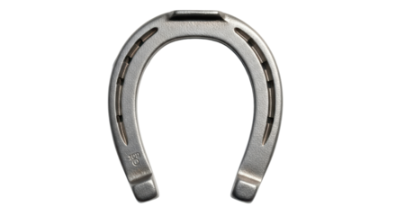 Isolated horseshoe for luck. Metallic and worn equipment. Horseshoes are traditionally used in sports.