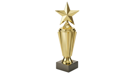 Isolated golden star award prize for victory success or achievement trophy concept