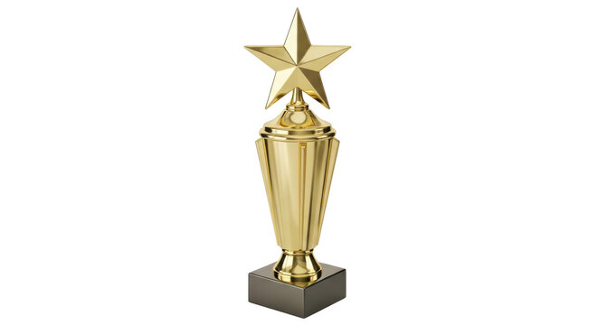 Isolated golden star award prize for victory success or achievement trophy concept
