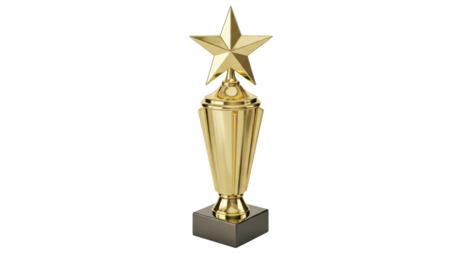 Isolated golden star award prize for victory success or achievement trophy concept