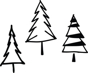 Christmas tree icons File, Hand drawn tree File, Simple pine tree icons