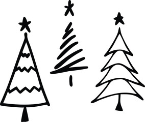 Christmas tree icons File, Hand drawn tree File, Simple pine tree icons