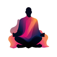 Colorful Abstract Meditation Silhouette with Flowing Design Elements