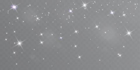 Fototapeta premium Sparkling star light background glitter glow magic effect transparent overlay vector. 