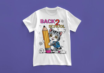 Back 2 School T Shirt Design With Cat Vector