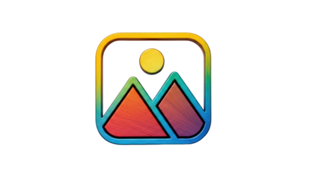 Isolated gallery app icon with colorful mountains and a sun image for web site development