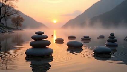 zen stones in water