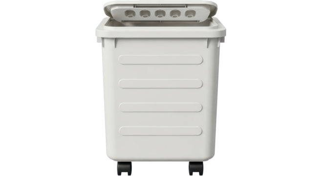 Isolated utility cart storage container with hinged lid, convenient moving, and storage unit