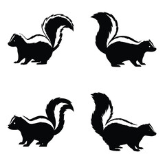 Skunk silhouette vector icon black color and white background