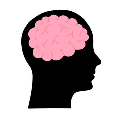 Human head silhouette with brain icon