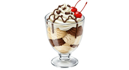 Isolated Ice Cream Sundae with Cherry