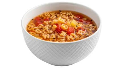 Isolated alphabet soup in bowl