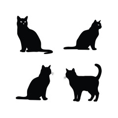 Cat silhouette vector icon black color and white background