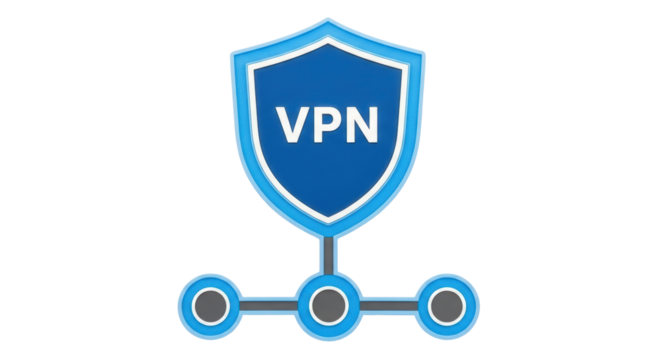 Isolated VPN security shield connecting with networks online to protect data from cybersecurity