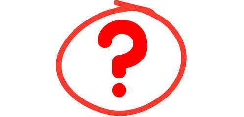 Red Question Mark in Circle - Inquiry, Doubt, and Seeking Solutions isolated on png, transparent background