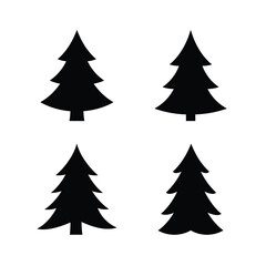 Christmas tree silhouette vector icon black color and white background
